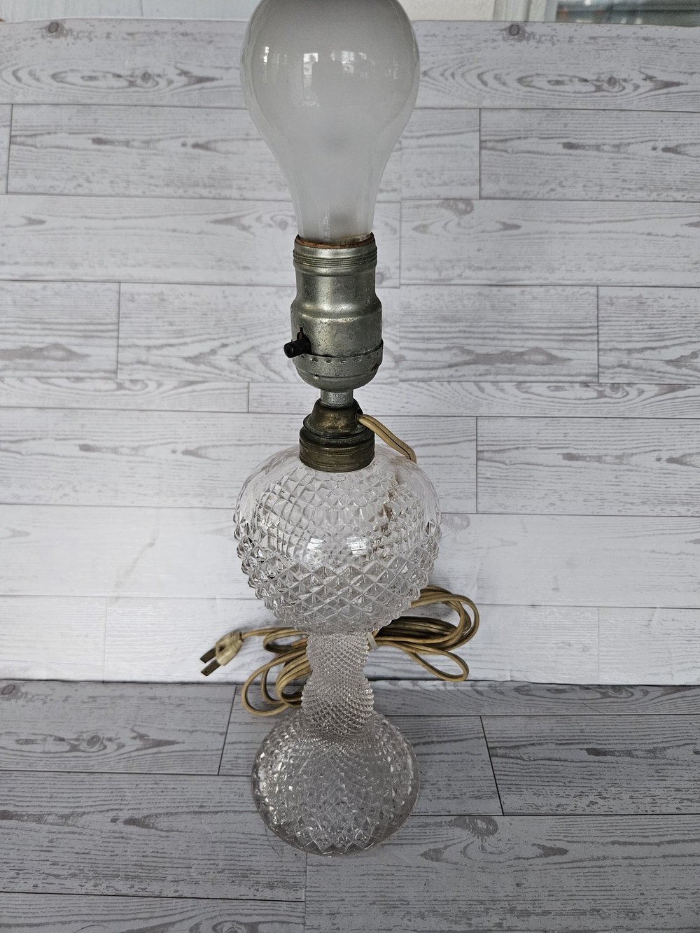 Vintage Westmoreland Clear Glass Hobnail Boudoir Table Lamp - Electrified